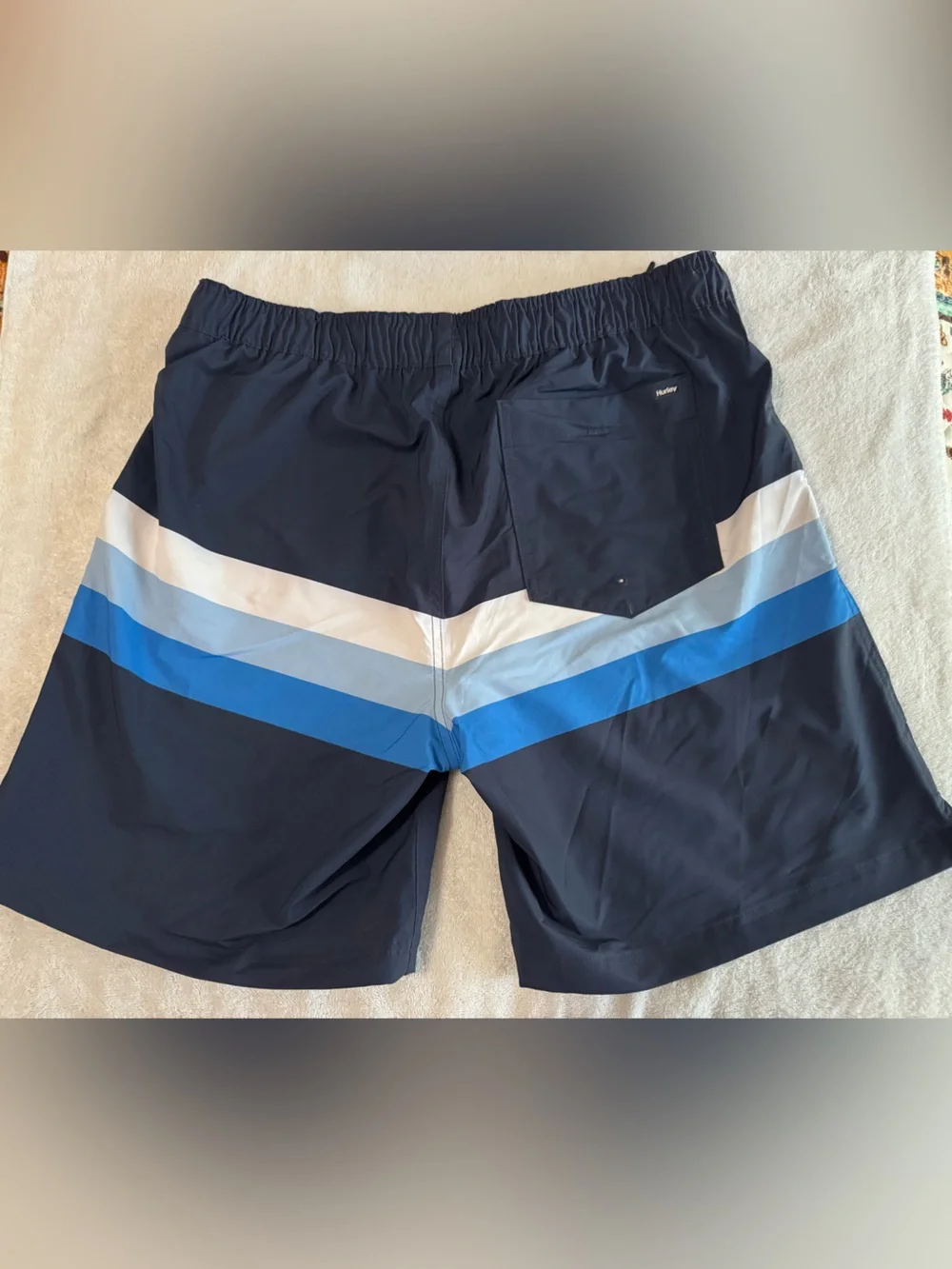 Hurley Navy Swim Shorts with Blue & White Stripes XL